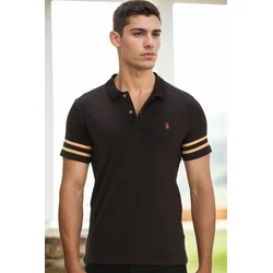 T8585 DEWBERRY MENS T-SHIRT-BLACK-CAMEL-2