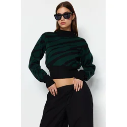 Trendyol Emerald Green Stand-Up Collar Knitwear Sweater