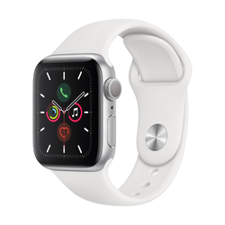 APPLE Watch Series 5 GPS 40mm srebrna MWV62FD/A športni pašček z aluminijastim ohišjem srebrna/bela