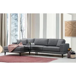 Atelier del Sofa Ugaona garnitura Nordic 90x85x303cm Tamnosiva