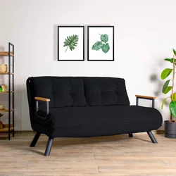 Atelier del Sofa Dvosed na razvlačenje Sando 2 Crni