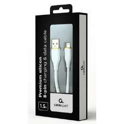 GEMBIRD CC-USB2S-AM8PM-1.5M-W Gembird Premium silicon 8-pin cable charging and data cable, 1.5 m, white