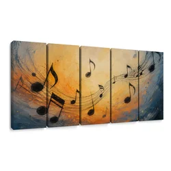 5-delna slika glasbena harmonija v barvah - 150x75