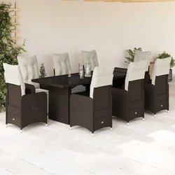 9-dijelni vrtni bistro set od poliratana s jastucima smeđi