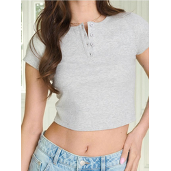 Sinsay - Crop top sa dugmadima - svetlo siva