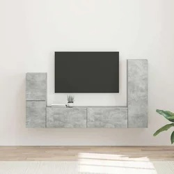 Set TV komoda Zidne 4 pcs Betonski sivi Konstruirano drvo