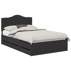 Vidaxl Konstrukcija postelje Črna 120 x 190 cm Inženirsko leseno