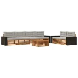 Set vanjskih sofa 7 pcs Prirodna i svjetlosiva Poliester