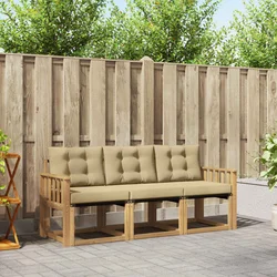 Set vanjskih sofa s jastukom 3 pcs Bijela i bež