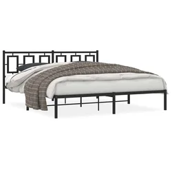 Vidaxl Kovinski posteljni okvir z vzglavjem črn 183x213 cm