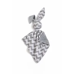 shumee Plišasta igrača Doudou Bunny, dvostranska bombažna in Minky - Chevron siva - siva