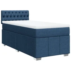 Vidaxl Box spring postelja z vzmetnico modra 90x200 cm blago