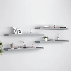 Plutajuće zidne police 4 kom sive 90 x 23,5 x 3,8 cm MDF
