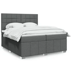Vidaxl Box spring postelja z vzmetnico temno siva 200x200 cm blago