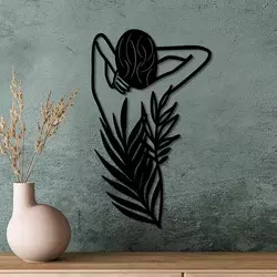 Wallity Zidna dekoracija Flower Woman, 42x70 cm, Crna