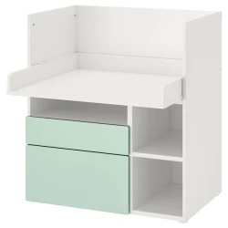 SMASTAD Radni sto, bela svetlozelena/s 2 fioke, 90x79x100 cm