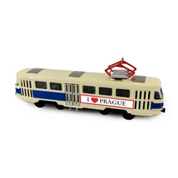 Kovinska češka retro električka modra 16 cm PRAGUE odpirajoča vrata