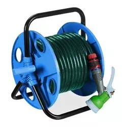 Northix Vrtni kolut za cev 30 m 1 2 kovinski ročaj PVC plastika