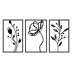 Wallity Zidna dekoracija Flowers, 70x39cm, Crna