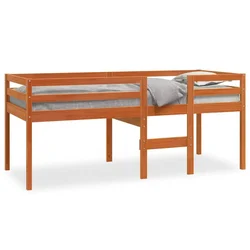 Vidaxl Visoka postelja voščeno rjava 80x200 cm trdna borovina
