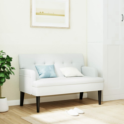 Klupa s naslonom bijela 112 x 65,5 x 75 cm od umjetne kože