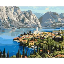 shumee Slikanje po številkah. Mesto ob morju.