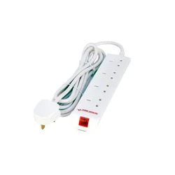 shumee MicroConnect podaljšek z zaščito pred prenapetostjo, 4 vtičnice, 2 m, bel, MC-UKSURGESTRIP4-2M