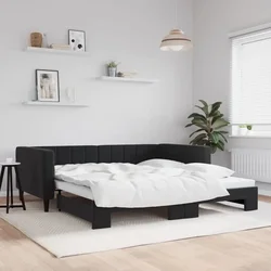 Dnevni krevet na razvlačenje crni 100 x 200 cm baršunasti