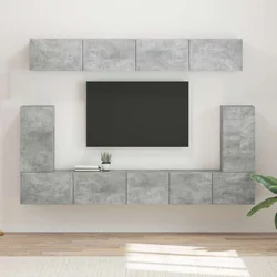 Set TV komoda Zidne 5 pcs Betonski sivi Konstruirano drvo
