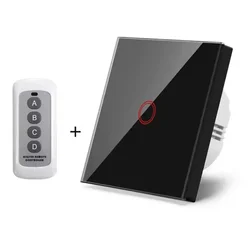 SmartHome RF touch prekidač, 1 taster, 433 MHz, Sa daljinskim, Crni