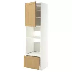METOD / MAXIMERA Visoki element za ugradne uređaje, bela/Forsbacka hrastovina, 60x60x220 cm