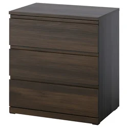 STORKLINTA Komoda s 3 fioke, tamnosmeđa/im. hrastovine, 70x50x75 cm