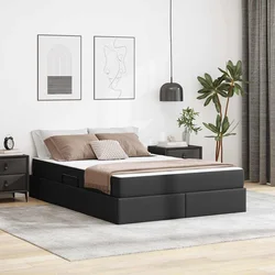 Krevet s madracem i skladištem s madracem 2 pcs Crna Koža