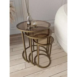 Hanah Home Milas 3 set stolića (umetnuti), antik/bronzana (3 kom)