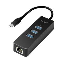 Logilink USB 3.2 Gen 1 Hub, 3-port, USB type C - Gigabit Ethernet