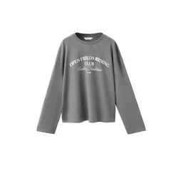 MANGO KIDS Majica FIELDS temno siva/bela