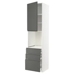 METOD / MAXIMERA Vis.el.pećn. s vratima/3 fioke, bela/Voxtorp tamnosiva, 60x60x240 cm