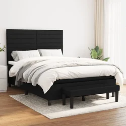 Greatstore Box spring postelja z vzmetnico črna 140x200 cm blago