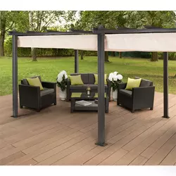 Blumfeldt Pantheon 3x6 Pergola, vrtni paviljon, nadstrešnica, aluminij, poliester, bež