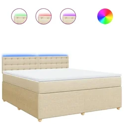 Vidaxl Box spring postelja z vzmetnico krem 180x200 cm blago