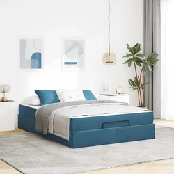 vidaXL Konstrukcija postelje Modra 140 x 200 cm Žamet