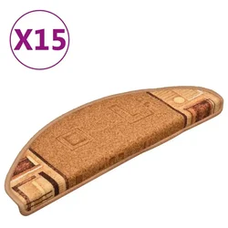 Vidaxl Samolepilne preproge za stopnice 15 kosov bež 65x21x4 cm