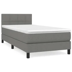 Vidaxl Box spring postelja z vzmetnico temno siva 90x190 cm blago