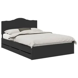 Vidaxl Konstrukcija postelje Črna 150 x 200 cm Inženirsko leseno