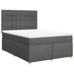 Vidaxl Box spring postelja z vzmetnico temno siva 160x200 cm blago
