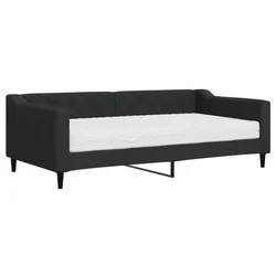 Vidaxl Dnevna postelja z vzmetnico črna 90x190 cm blago