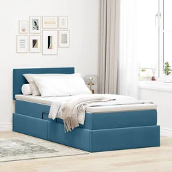 Krevet s od storage s madracem Tamno plava 90 x 200 cm Baršun
