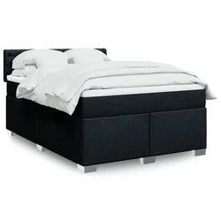 vidaXL Box spring posteljni z vzmetnico črn 140x190 cm blago