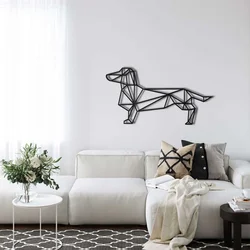 WallXpert metalni zidni ukras 5035, geometrijski jazavičar, 61 x 31 cm, crni