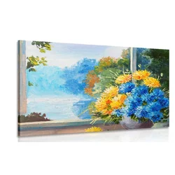 Slika spomladanski šopek pri oknu - 90x60